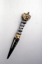 Tibetan ritual dagger made of steel, gold, and silver, c. 1500-1600.