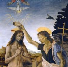 Giovanni battezza Cristo  (particolare di dipinto)